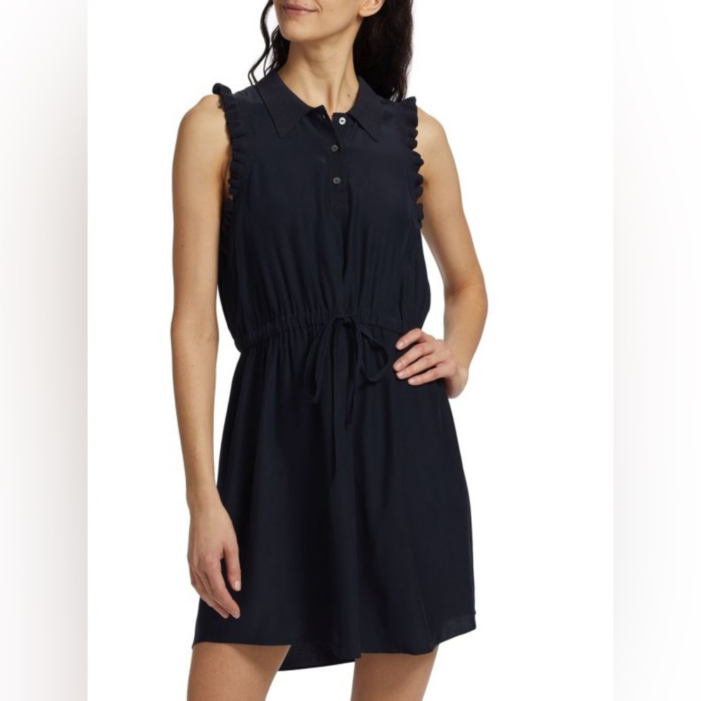 Cinq À Sept Estimated Size‎ Medium Leonor Silk Polo Mini Dress Navy Blue